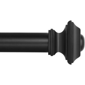 48"-86" Black Ivilon Treatment Window Curtain Rod, Square Design 1 1/8 Rod